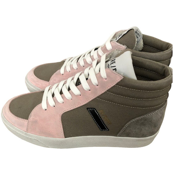RE/DONE 90s High Top Skate Shoes Canvas Suede Sneakers Grey & Pink NWB Size 37 - Picture 2 of 12
